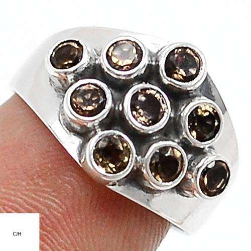 SMOKY TOPAZ .925 STERLING SILVER RING SIZE 7