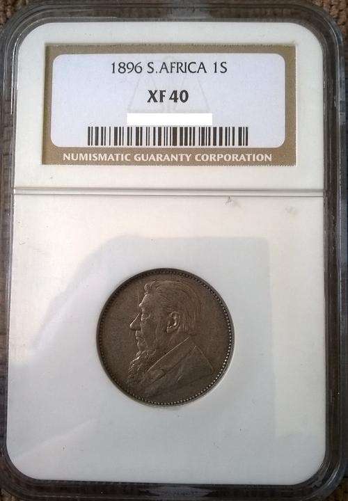 1896 - ZAR 1 SHILLING  NGC SLABBED XF40. BUY YOUR ZAR COINS GRADED!