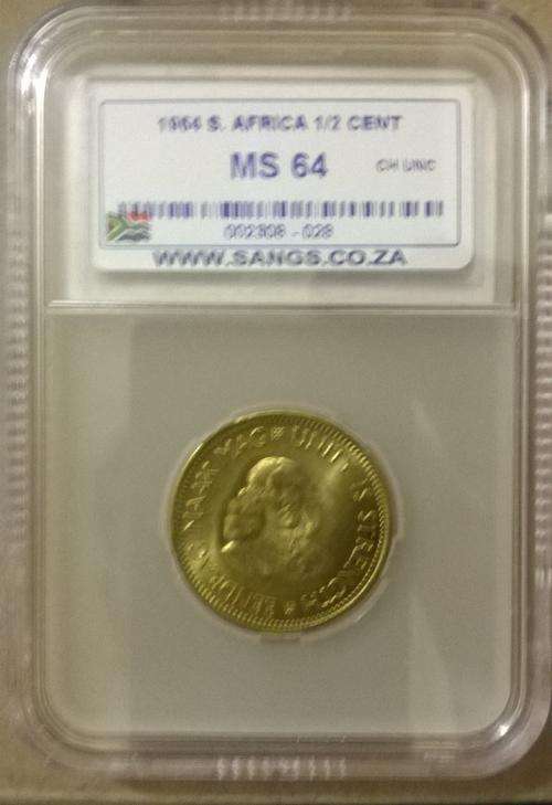 1964 RSA HALF CENT SANGS GRADED MS64