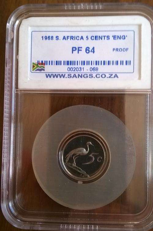 1968 RSA ENGLISH 5 CENT SANGS SLABBED PROOF 64
