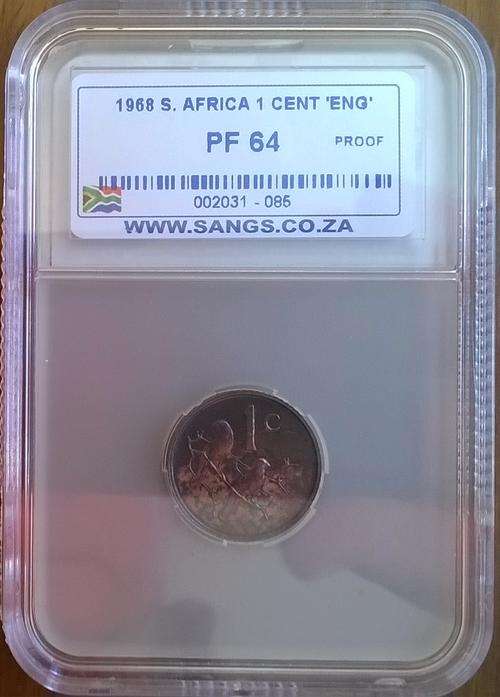 1968 RSA ENGLISH 1 CENT SANGS SLABBED PROOF 64