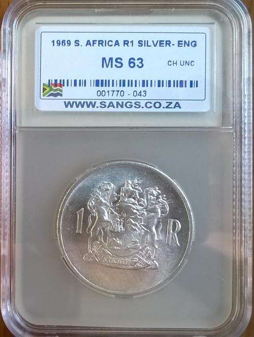 1969 RSA SILVER ENGLISH R1 SANGS SLABBED MS 63