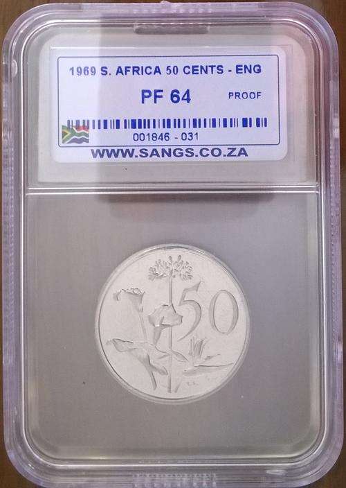 1969 RSA ENGLISH 50 CENT SANGS SLABBED PROOF 64