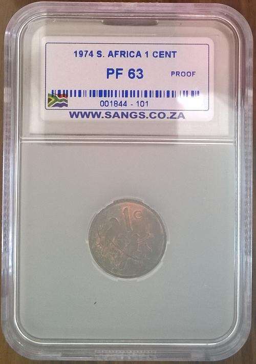 1974 RSA 1 CENT SANGS SLABBED PROOF 63