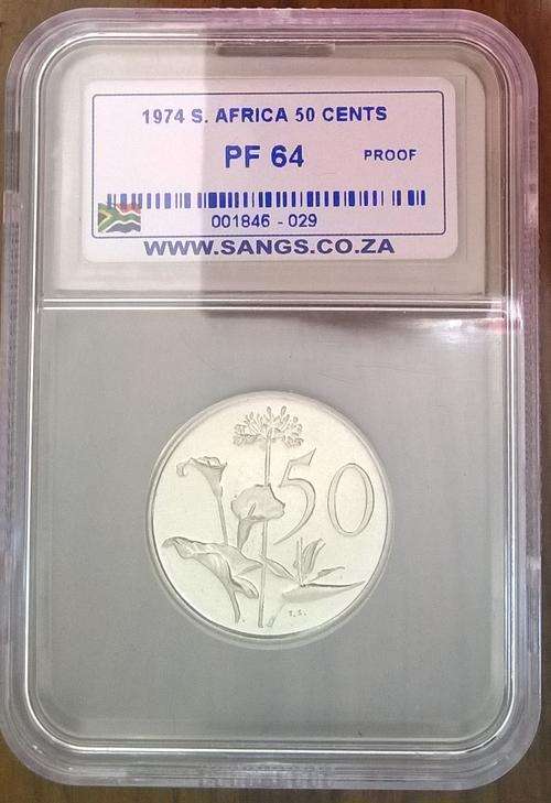 1974 RSA 50 CENT SANGS SLABBED PROOF 64
