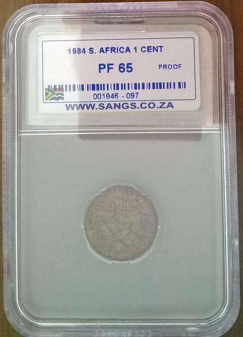 1984 RSA 1 CENT SANGS SLABBED PROOF 65