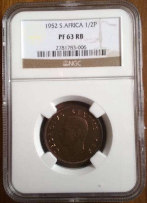 1952 HALF PENNY NGC GRADED PROOF 63 RB