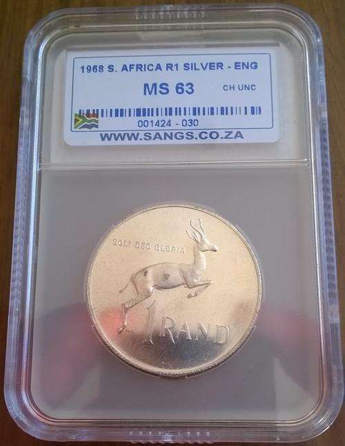 1968 RSA SILVER ENGLISH R1 SANGS SLABBED MS 63