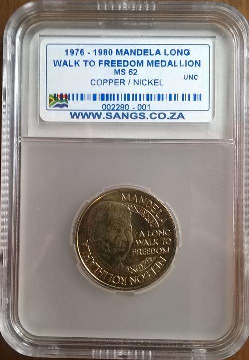 1976-1980 SA MANDELA LONG WALK TO FREEDOM MEDAL SANGS GRADED MS 62