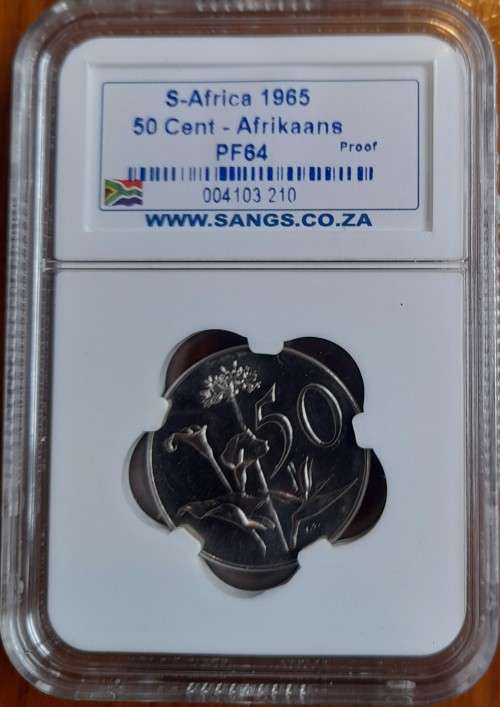 SA 1965 AFRIKAANS 50C GRADED BY SANGS PROOF 64