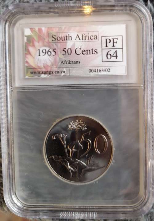 SA 1965 AFRIKAANS 50C GRADED BY SANGS PROOF 64
