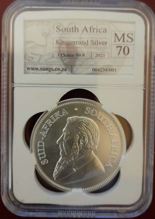2021 Silver 1oz Krugerrand  SANGS Graded MS70!!!!!!!! SIMPLY THE BEST!!!!!!!