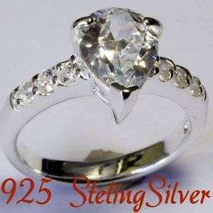Solid 925 Sterling Silver & Russian created diamond ring size 7# + 4.55g