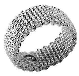 Size 7 / O - Very Unusual Brand New Silver Mesh Weave Ring - stamped 92.5