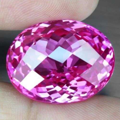 AWESOME BRAZILIAN HOT PINK TOPAZ - OVAL CHECKERBOARD CUT - ***43.10ct***