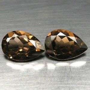 FABULOUS PAIR OF NATURAL SMOKEY QUARTZ - PEAR FACET - IF - 13.78tcw