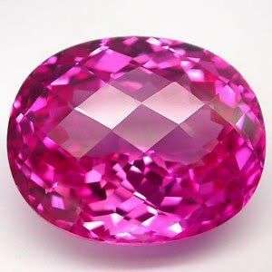 EYE CATCHING LARGE OVAL CHECKERBOARD TOP HOT PINK TOPAZ - ***67.55ct***