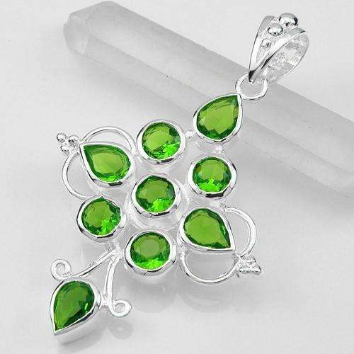 BEAUTIFUL FASHION GREEN QUARTZ GEMSTONE PENDANT- 925 SILVER.