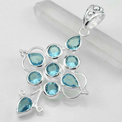 BEAUTIFUL FASHION BLUE TOPAZ GEMSTONE PENDANT- 925 SILVER.