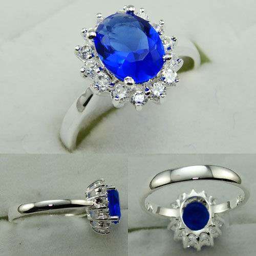 BEAUTIFUL BLUE TOPAZ GEMSTONE RING #8- 925 SILVER.