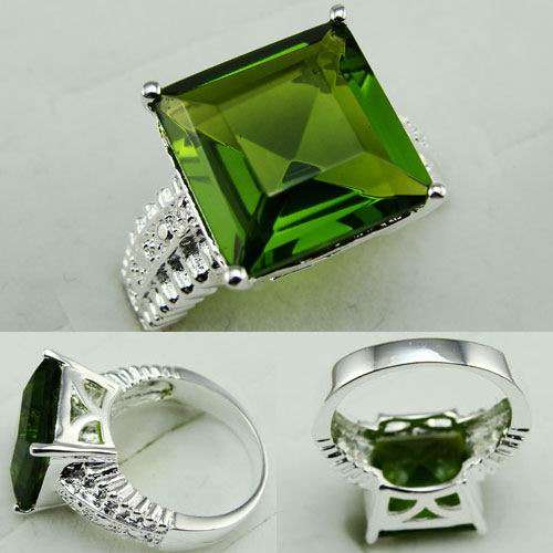 BEAUTIFUL FASHION PERIDOT GEMSTONE RING #7- 925 SILVER