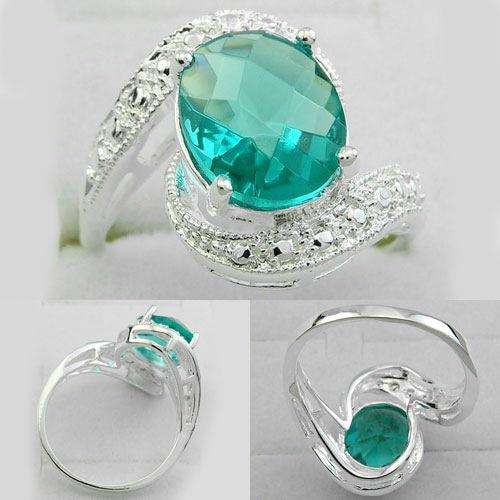 BEAUTIFUL FASHION GREEN AMETHYST (PRASIOLITE) GEMSTONE RING #8