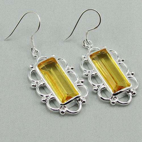 BEAUTIFUL FASHION CITRINE GEMSTONE EARRING PAIR-925 SILVER