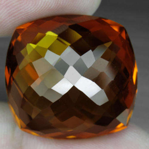EXCEPTIONAL MADEIRA ORANGE CITRINE - CUSHION CHECKERBOARD CUT - 42ct