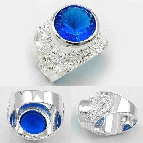 BEAUTIFUL FASHION SWISS BLUE TOPAZ GEMSTONE RING #7- 925 SILVER