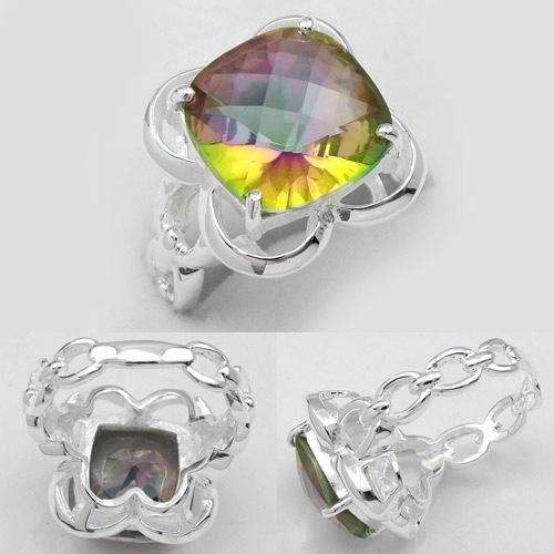 BEAUTIFUL MYSTIC TOPAZ GEMSTONE RING #8- 925 SILVER