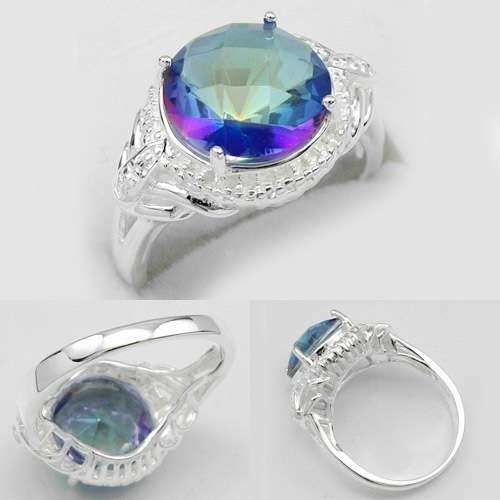 BEAUTIFUL MYSTIC TOPAZ GEMSTONE RING #8- 925 SILVER