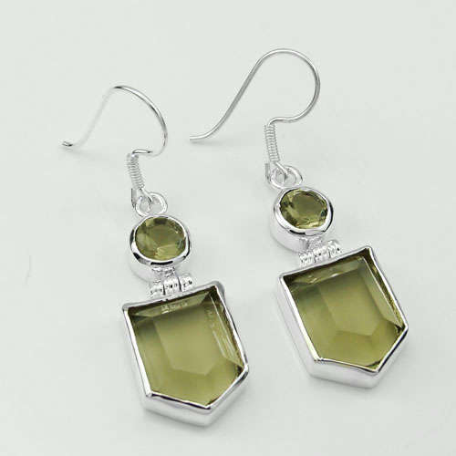 BEAUTIFUL SMOKY QUARTZ GEMSTONE EARRINGS - 925 SILVER