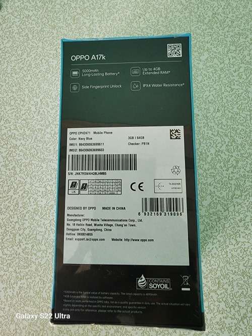 Oppo a17k brand new sealed