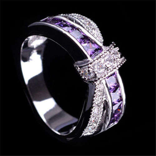 Beautiful Purple Crystal Ring - Size 7