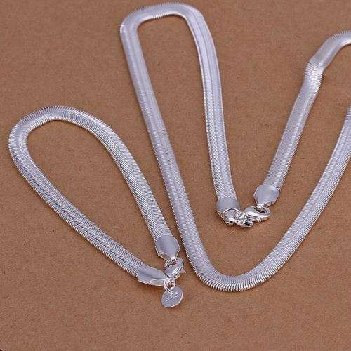 925 Sterling Silver Filled Necklace & Bracelet Set