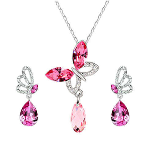 Crystal Necklace & Earrings Jewellery Set