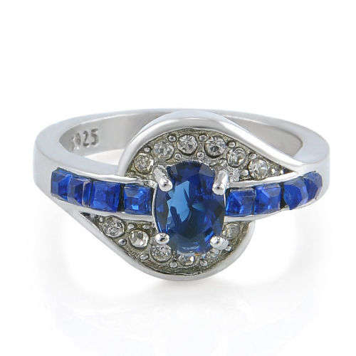 Beautiful Blue Crystal Fashion Ring - Size  6