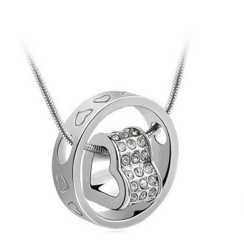 Beautiful Silver Heart Crystal Neckalce