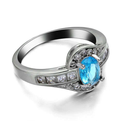 Beautiful Aqua CZ Ring - Size 5.5