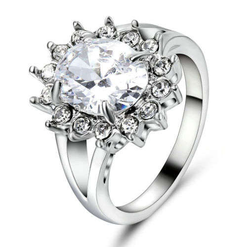 Stunning Clear Crystal Silver Plated Ring - Size 6