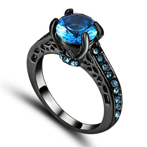 Beautiful Sky Blue Crystal Promise Ring - Size 7
