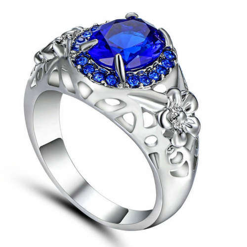 Beautiful Blue Crystal Ring - Size 9