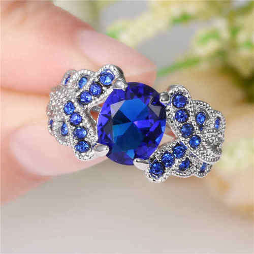 Blue Crystal Ring - Size 6