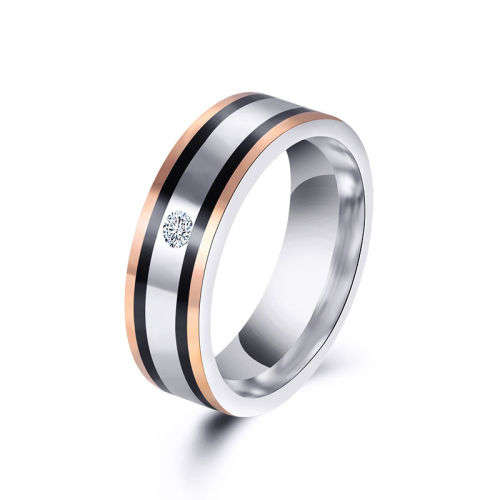 Men's Stainless Steel Crystal Ring - Size 10 1/2