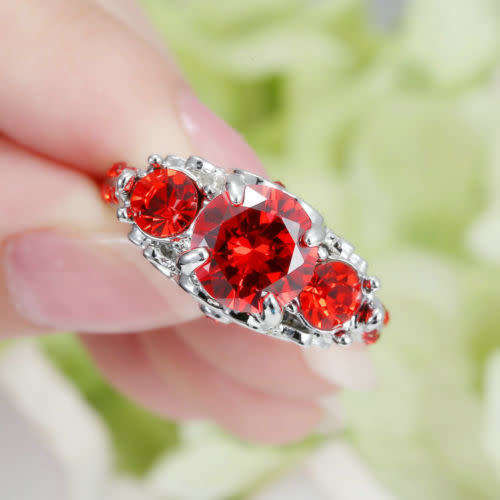 Beautiful Red Crystal Ring - Size  7 1/2