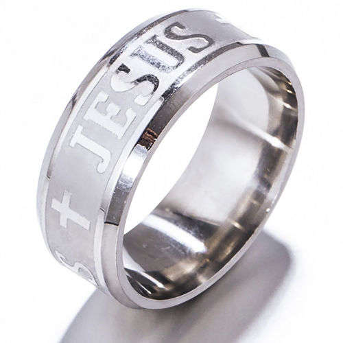 Stainless Steel Christian Ring - 8 1/2