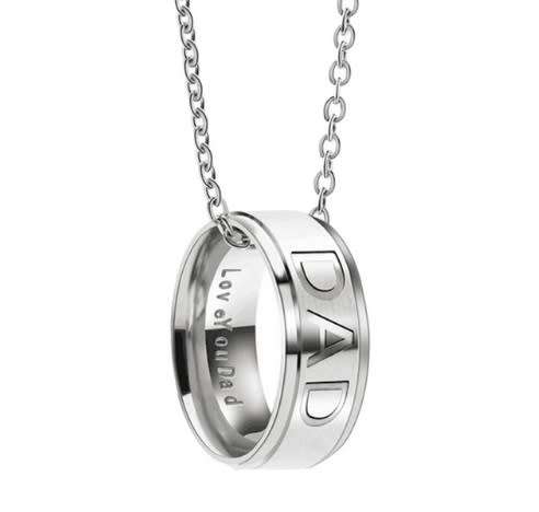 For Dad - Men's Ring on Chain "Dad" Necklace