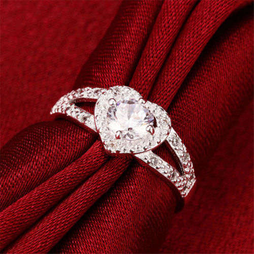 Stunning Crystal Heart Ring - Size 7