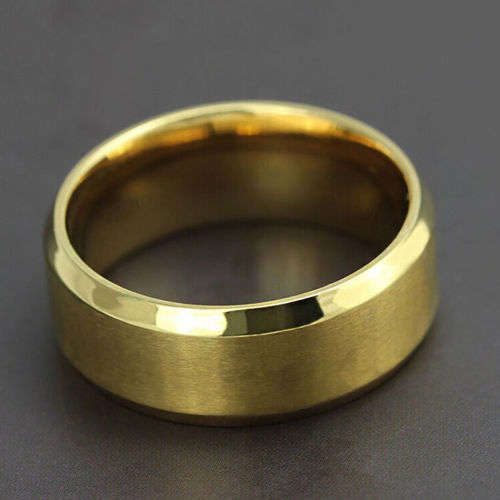 Men's Stainless (Gold Color) Ring - Size 8
