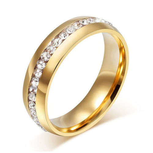 Stunning (Gold Color) Crystal Ring - Size 8